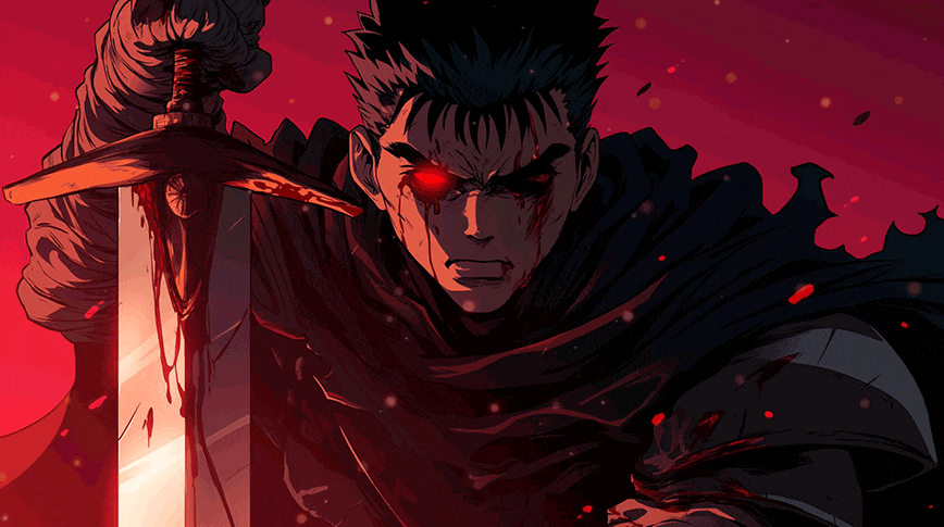 berserk guts red glowing eye gif desktop wallpaper preview - Berserk Gifts